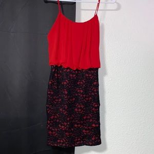 Red/Black lace dress.